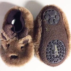 LL Bean Fuzzy Toddler Slippers Sz 9-10